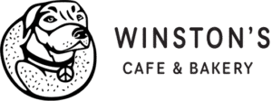 Winston's Cafe & Bakery logo with dog illustration.